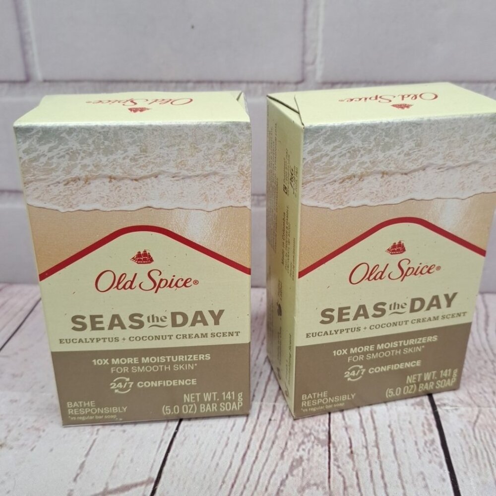 2 Old Spice Seas‎ The Day, Eucalyptus Coconut Bar Soap 5oz Each  Discontinued